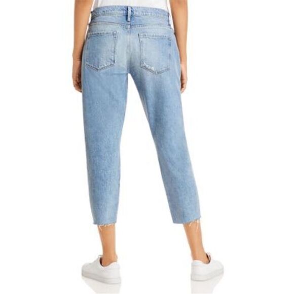 FRAME Le Garcon Crop Jeans Size 27 Blue Clash Mid Rise Distressed Denim - Picture 2 of 13